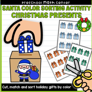 Christmas | Santa Color Sorting | Present Matching Game | Math | No Prep | Pre-K & Kindergarten