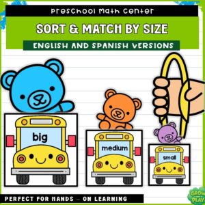 Back to School | Bears & Buses Sort and Match by Size | Math | Low Prep | Pre-K & Kindergarten