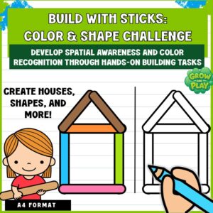 Back to School | Build with Sticks | Colors & Shape | Math | Low Prep | Pre-K & Kindergarten