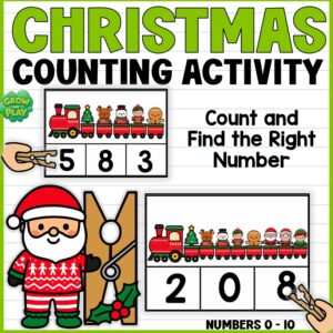 Christmas | Train Counting Mats 0–10 | Number Matching | Math | No Prep | Pre-K & Kindergarten