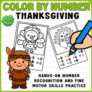 Thanksgiving | Turkey Color by Number | Math & Coloring | No Prep | Pre-K & Kindergarten