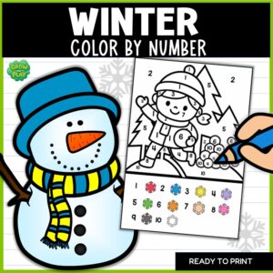 Winter | Color by Number Counting Mats 1–10 | Math Centers | No Prep | Pre-K & Kindergarten