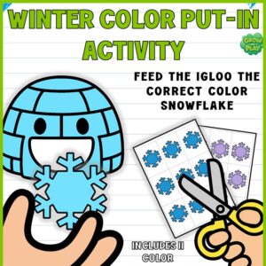 Winter | Igloo Color Sorting | Snowflake Matching Game | Math | No Prep | Pre-K & Kindergarten