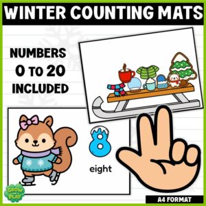 Winter | Number Matching Mats 1–20 | Number–Quantity | Math | No Prep | Pre-K & Kindergarten