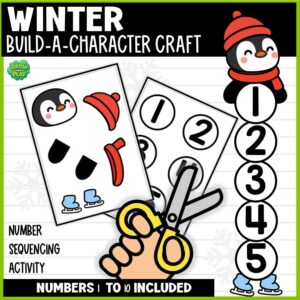 Winter | Penguin Number Sequencing Craft 1–20 | Hands-On Math | No Prep | Pre-K & Kindergarten