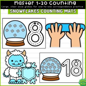 Winter | Snow Globe Counting Mats 1–20 | Number Recognition | No Prep | Pre-K & Kindergarten